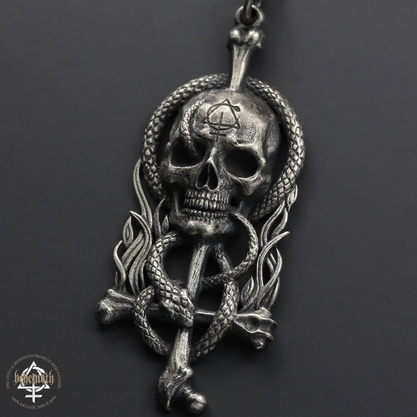 Behemoth 'Contra Skull' sterling silver necklace