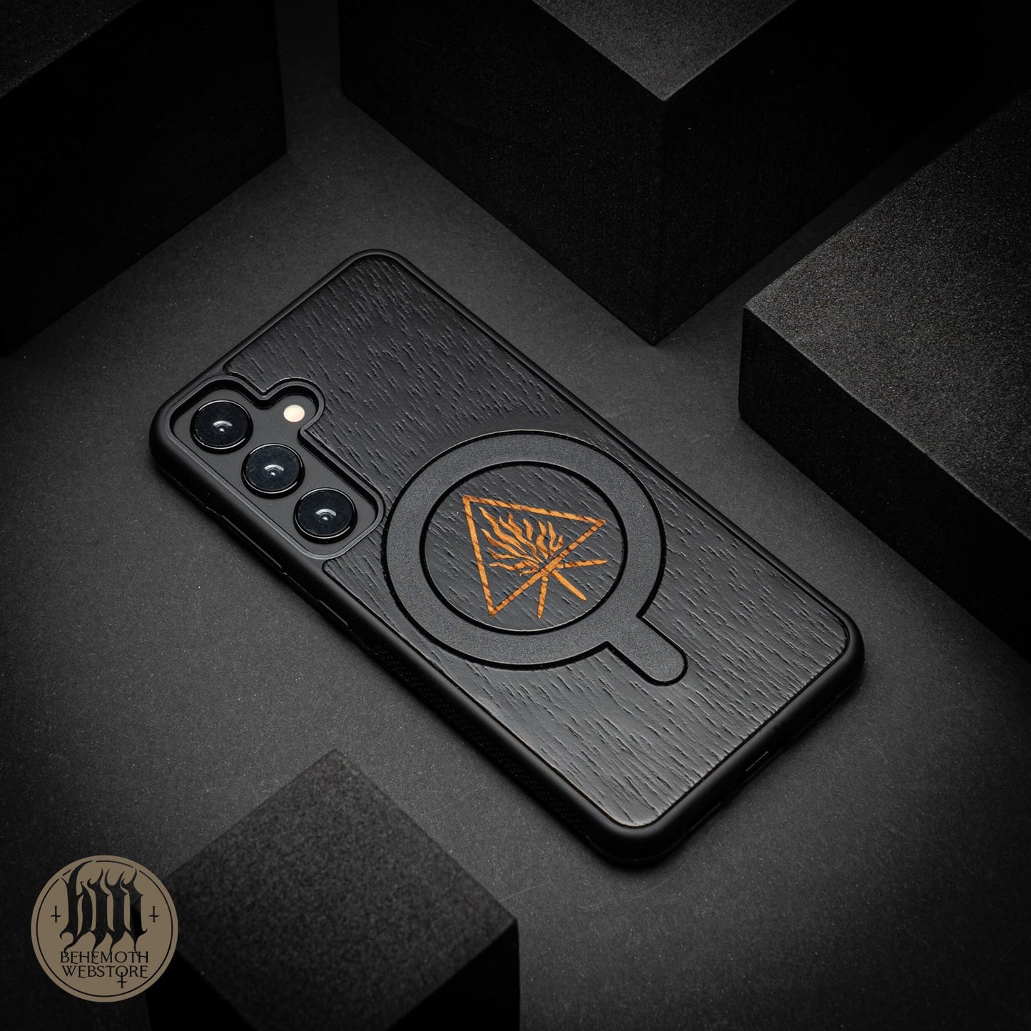 Behemoth 'The Unholy Trinity' Black Wooden MagSafe Phone Case