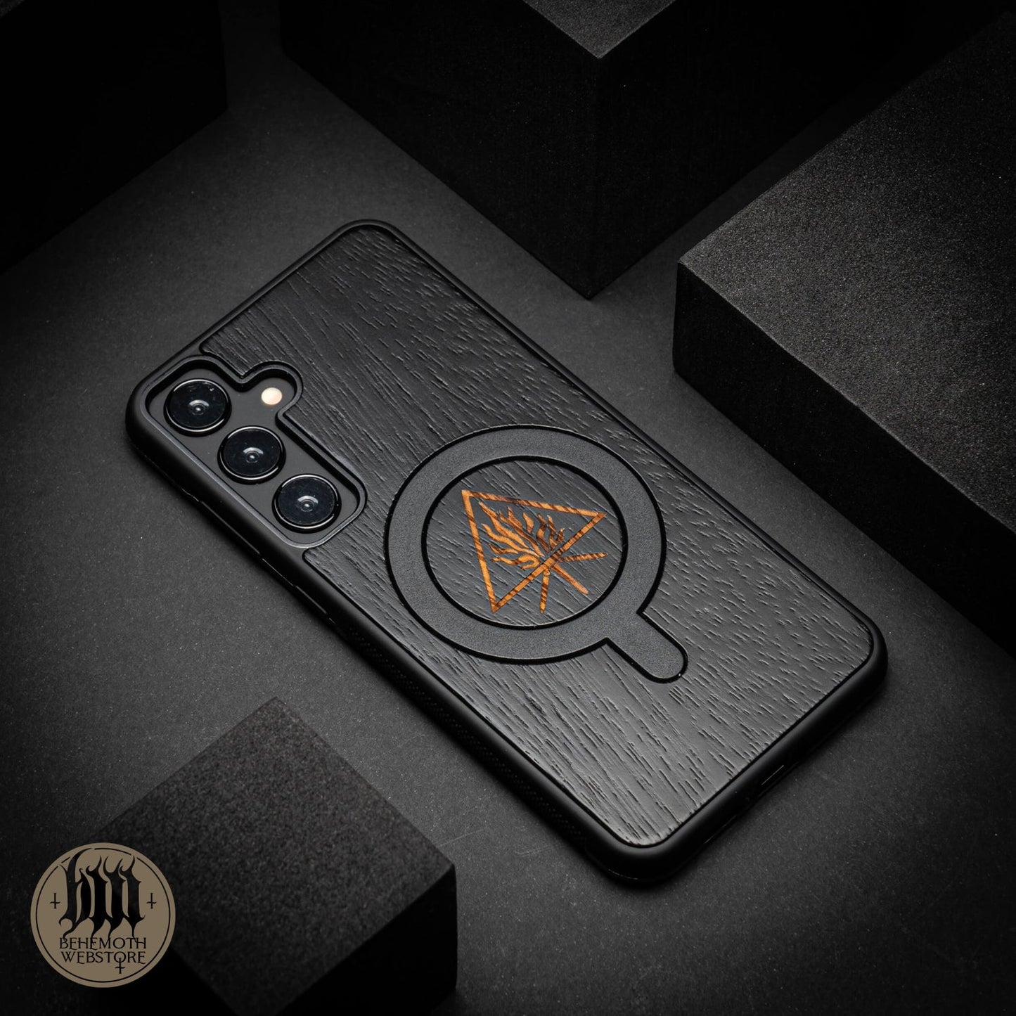 Behemoth 'The Unholy Trinity' Black Wooden MagSafe Phone Case