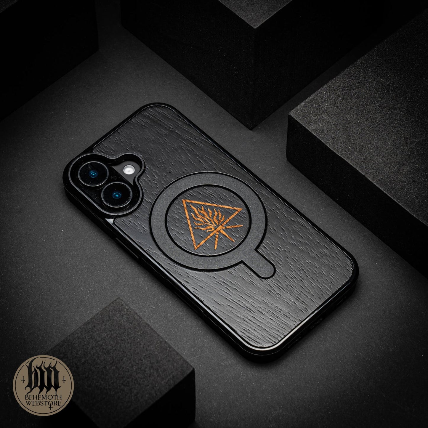 Behemoth 'The Unholy Trinity' Black Wooden MagSafe Phone Case