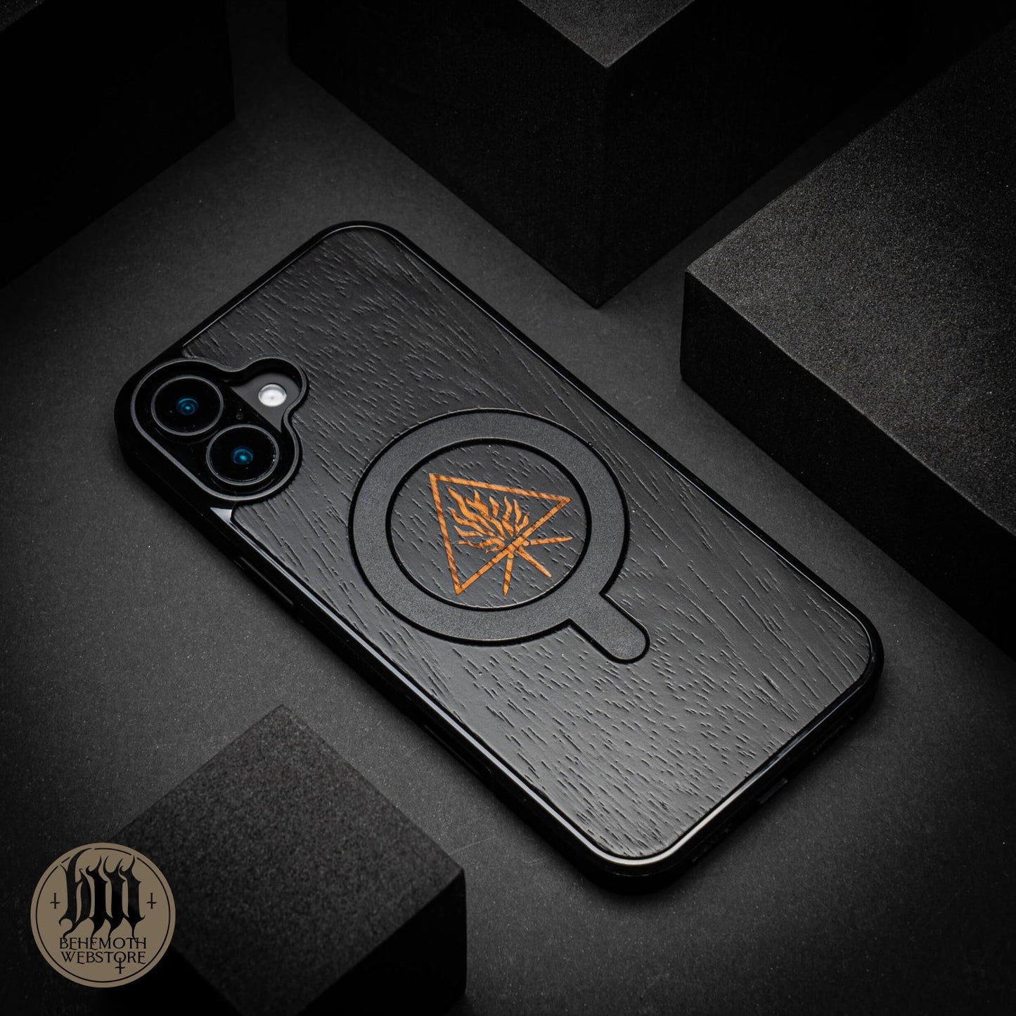 Behemoth 'The Unholy Trinity' Black Wooden MagSafe Phone Case