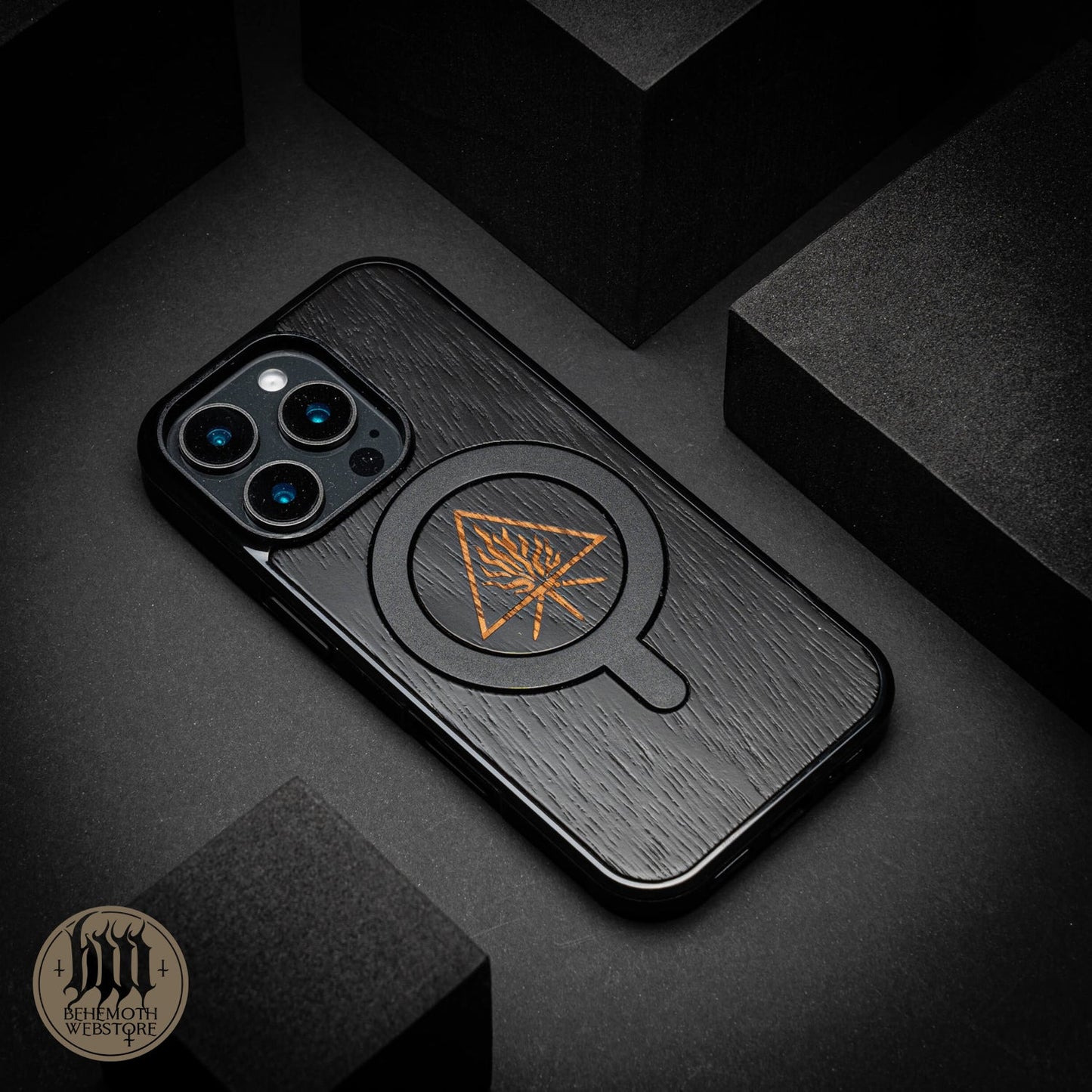 Behemoth 'The Unholy Trinity' Black Wooden MagSafe Phone Case