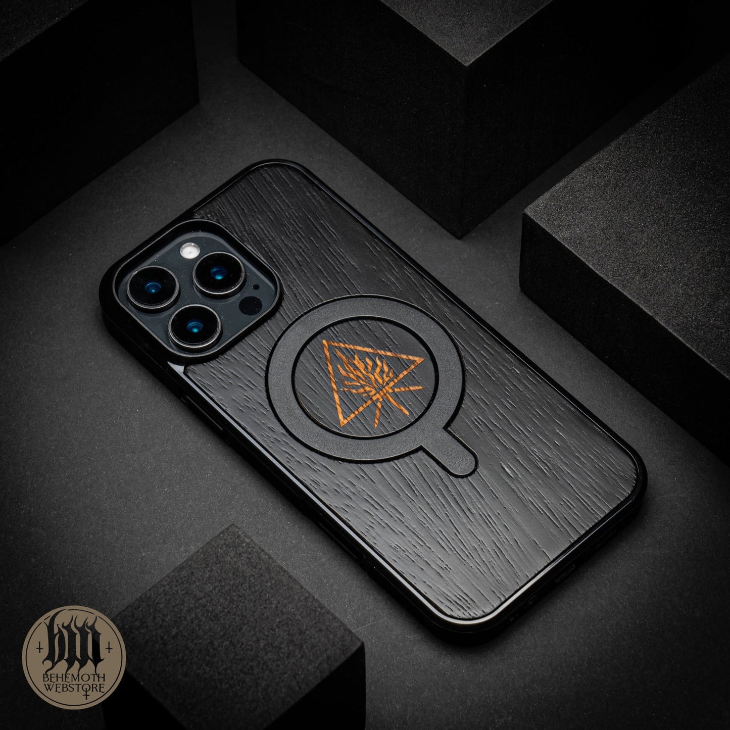 Behemoth 'The Unholy Trinity' Black Wooden MagSafe Phone Case