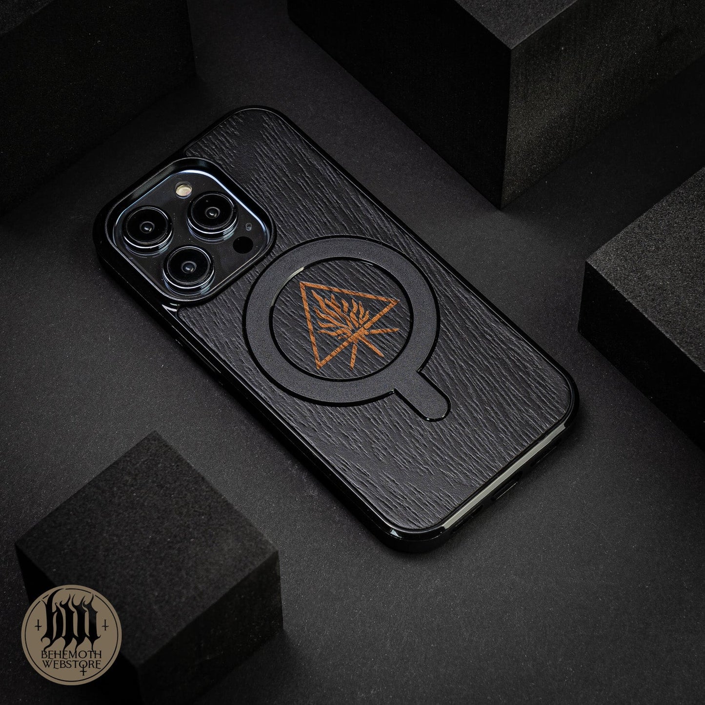 Behemoth 'The Unholy Trinity' Black Wooden MagSafe Phone Case