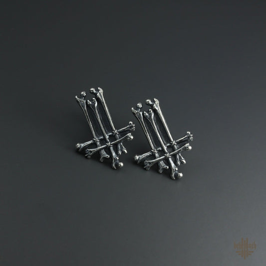 'Trivmviratvs' Behemoth sterling silver earrings (a pair)