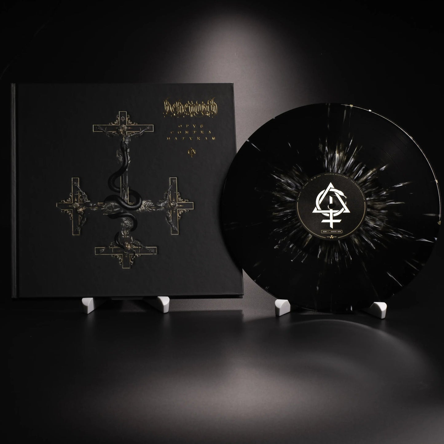Behemoth ‘Opvs Contra Natvram' 1LP NOX Earbook, Black White Gold Splatter, signed, limited to 1160