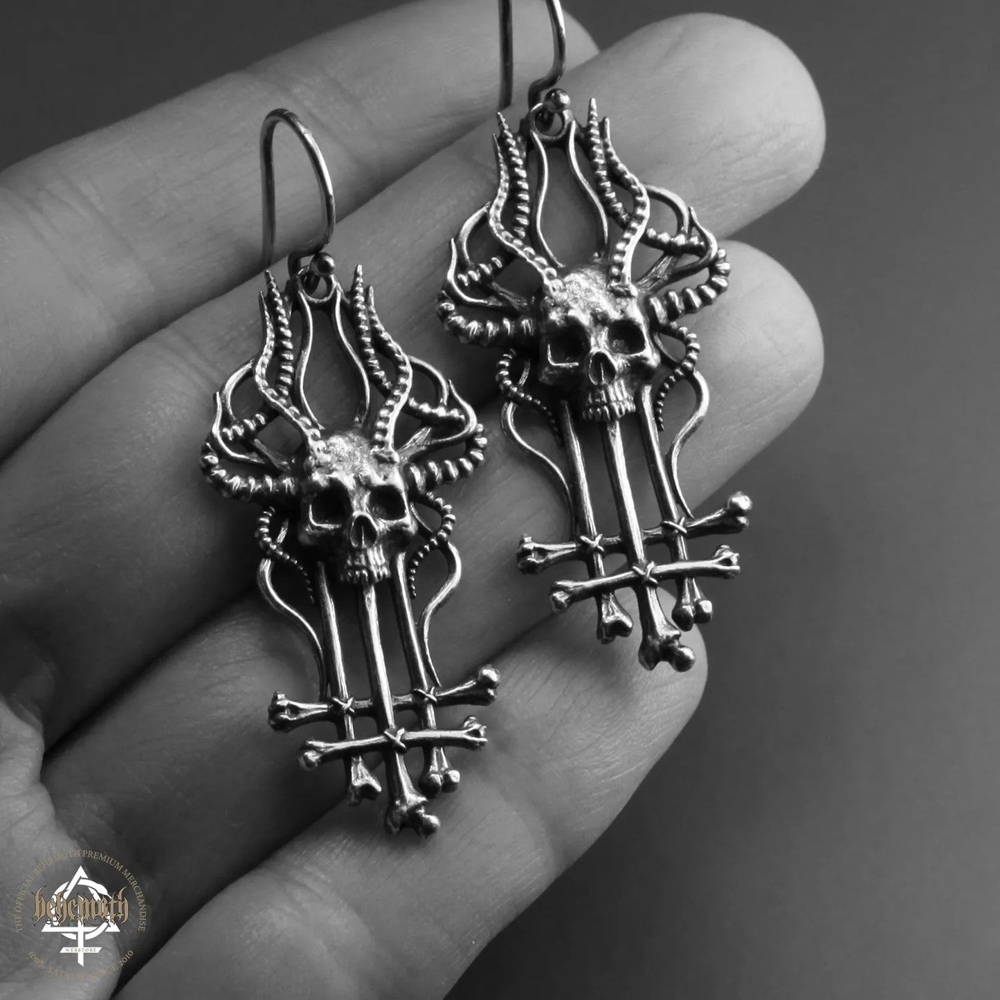 'In Absentia Dei' Behemoth sterling silver earrings (a pair)