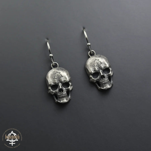 Behemoth 'Contra Skull' sterling silver earrings