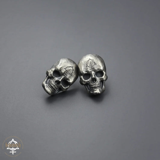 Behemoth 'Contra Skull' sterling silver stud earrings